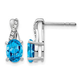 14k White Gold Blue Topaz and Diamond Earrings - 5