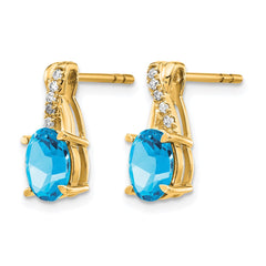 14K Blue Topaz and Diamond Earrings