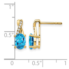 14K Blue Topaz and Diamond Earrings