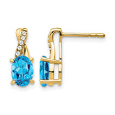 14K Blue Topaz and Diamond Earrings