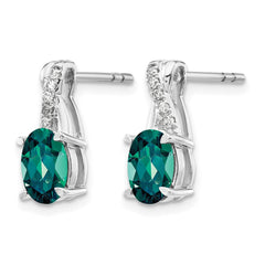 14K White Gold Created Alexandrite and Diamond Earrings