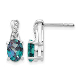 14K White Gold Created Alexandrite and Diamond Earrings