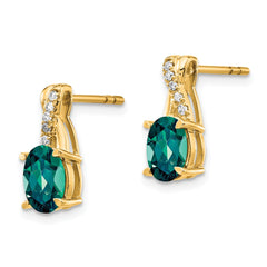 14K Created Alexandrite and Diamond Earrings