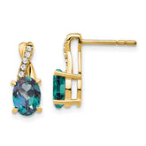14K Created Alexandrite and Diamond Earrings