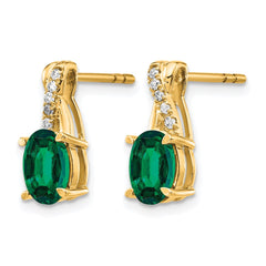 14K Created Emerald and Diamond Earrings