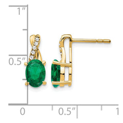 14K Created Emerald and Diamond Earrings