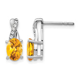 14k White Gold Citrine and Diamond Earrings - 2