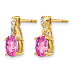 14K Created Pink Sapphire and Diamond Earrings