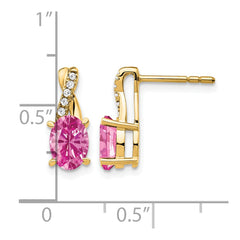 14K Created Pink Sapphire and Diamond Earrings