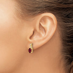 14K Created Ruby and Diamond Earrings