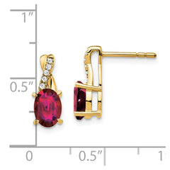 14K Created Ruby and Diamond Earrings