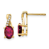 14K Created Ruby and Diamond Earrings