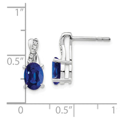 14K White Gold Created Sapphire and Diamond Earrings