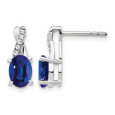 14K White Gold Created Sapphire and Diamond Earrings