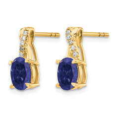 14K Created Sapphire and Diamond Earrings