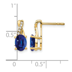 14K Created Sapphire and Diamond Earrings
