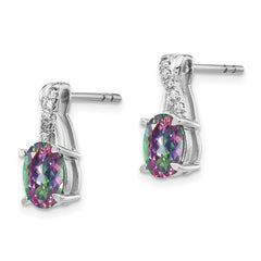 14k White Gold Mystic Fire Topaz and Diamond Earrings