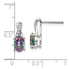 14k White Gold Mystic Fire Topaz and Diamond Earrings