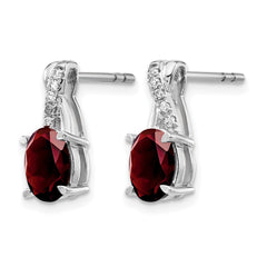 14k White Gold Garnet and Diamond Earrings - 3