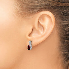 14k White Gold Garnet and Diamond Earrings - 3