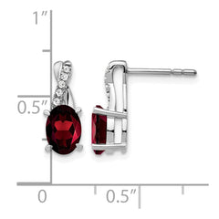 14k White Gold Garnet and Diamond Earrings - 3