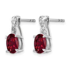 14k White Gold Ruby and Diamond Earrings - 4