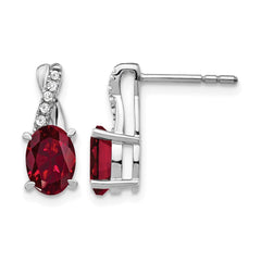 14k White Gold Ruby and Diamond Earrings - 4