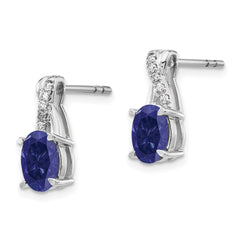 14k White Gold Sapphire and Diamond Earrings - 2