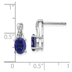 14k White Gold Sapphire and Diamond Earrings - 2
