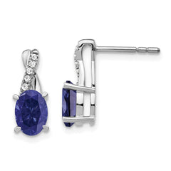 14k White Gold Sapphire and Diamond Earrings - 2