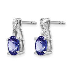 14k White Gold Tanzanite and Diamond Earrings