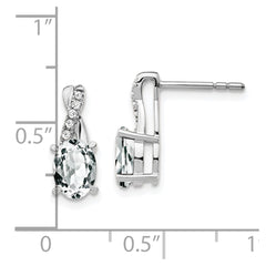 14K White Gold White Topaz and Diamond Earrings