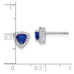 14k White Gold Trillion Sapphire and Diamond Halo Earrings