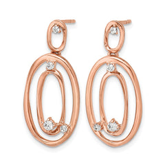 14k Rose Gold Diamond Oval Dangle Earrings