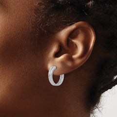 14k White Gold Diamond In/Out Hinged Hoop Earrings - 8