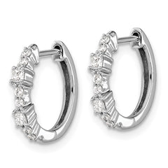14k White Gold Diamond Hinged Hoop Earrings - 31