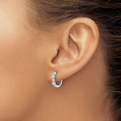 14k White Gold Diamond Hinged Hoop Earrings - 31