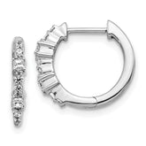 14k White Gold Diamond Hinged Hoop Earrings - 31