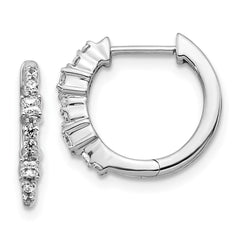 14k White Gold Diamond Hinged Hoop Earrings - 31