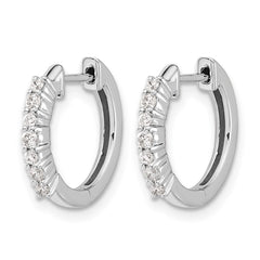 14k White Gold Diamond Hinged Hoop Earrings - 55