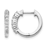 14k White Gold Diamond Hinged Hoop Earrings - 55