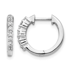 14k White Gold Diamond Hinged Hoop Earrings - 55