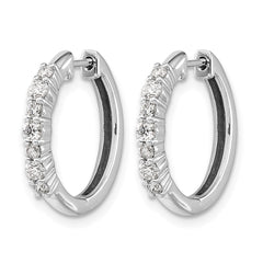 14k White Gold Diamond Hinged Hoop Earrings - 60