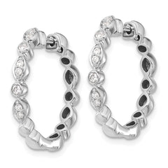 14k White Gold Diamond Hinged Hoop Earrings - 32