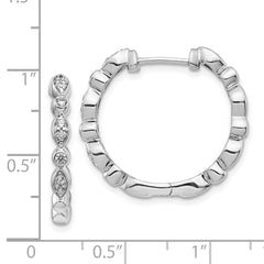 14k White Gold Diamond Hinged Hoop Earrings - 32