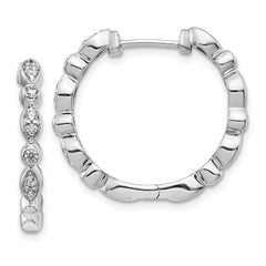 14k White Gold Diamond Hinged Hoop Earrings - 32