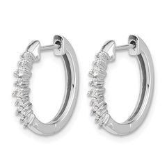 14k White Gold Diamond Hinged Hoop Earrings - 61