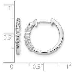 14k White Gold Diamond Hinged Hoop Earrings - 61