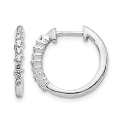 14k White Gold Diamond Hinged Hoop Earrings - 61