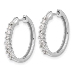 14k White Gold Diamond Hinged Hoop Earrings - 33